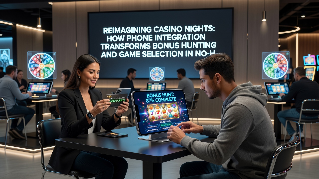 Player using smartphone to select games and track bonuses in a streamlined online casino setting